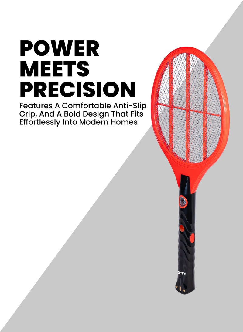 TEAM Mosquito Swatter Racket | Electric Fly Swatter with LED Light, Comfortable Switch, BS Plug, 1400mAh Battery | Bug Zapper for Indoor & Outdoor Pest Control - Image 3